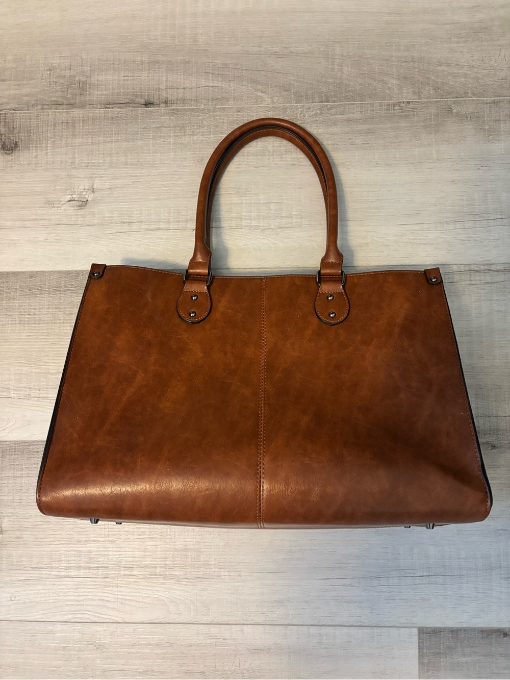 LOVEVOOK Brown Faux Leather Laptop Tote Work Bag USB Charging Port - Picture 2 of 12